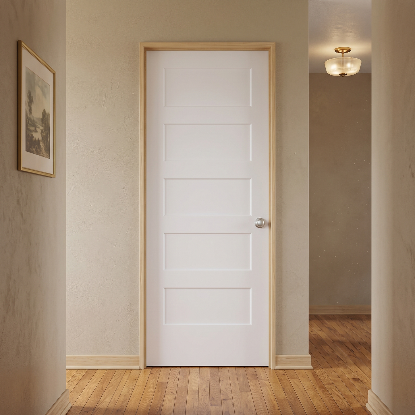 5-Panel Shaker Solid Core Primed MDF Prehung Interior Door