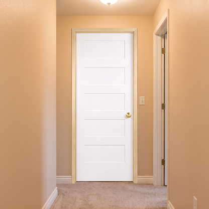 5-Panel Shaker Solid Core Primed MDF Prehung Interior Door