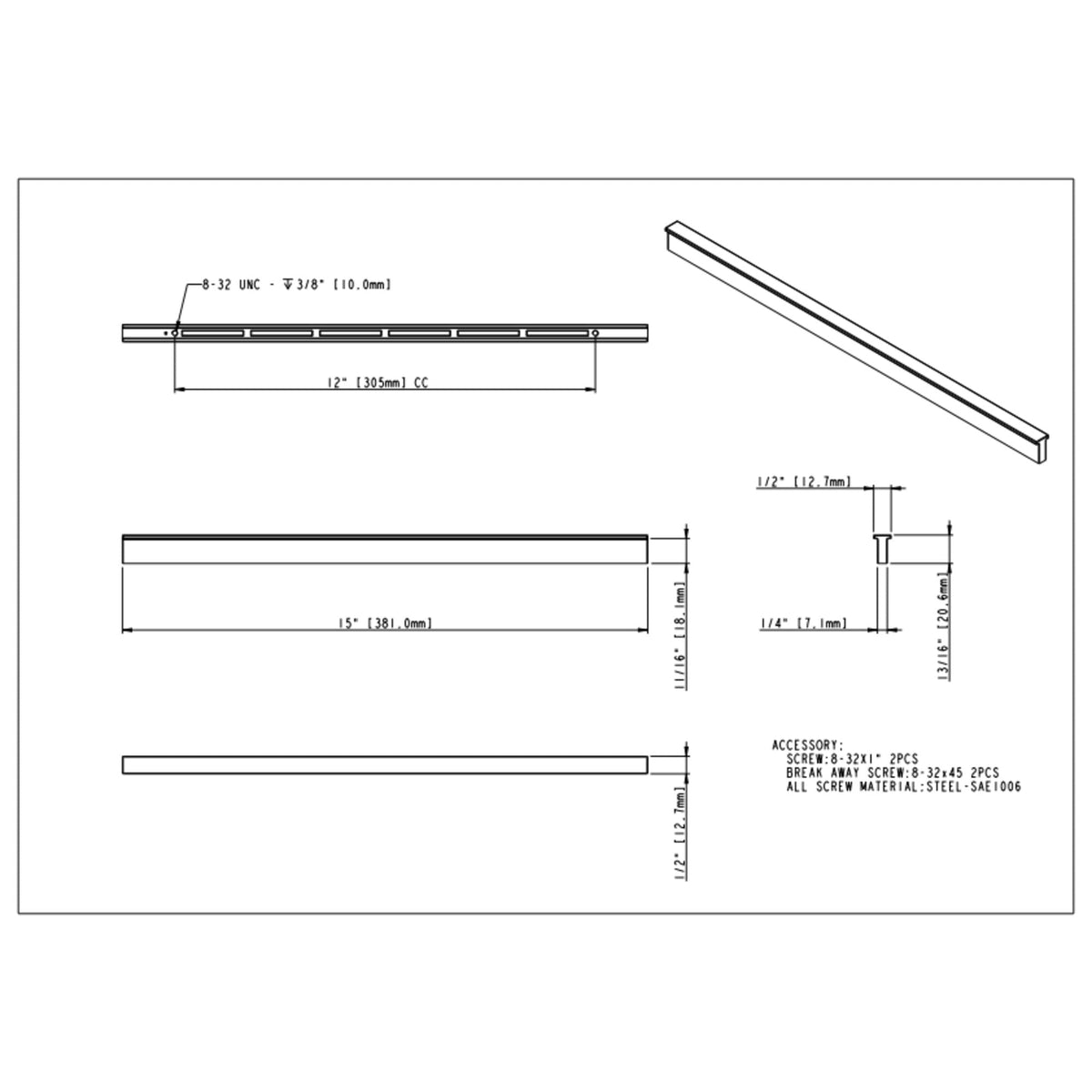 Brewer 305 mm Center-to-Center Pinch Pull