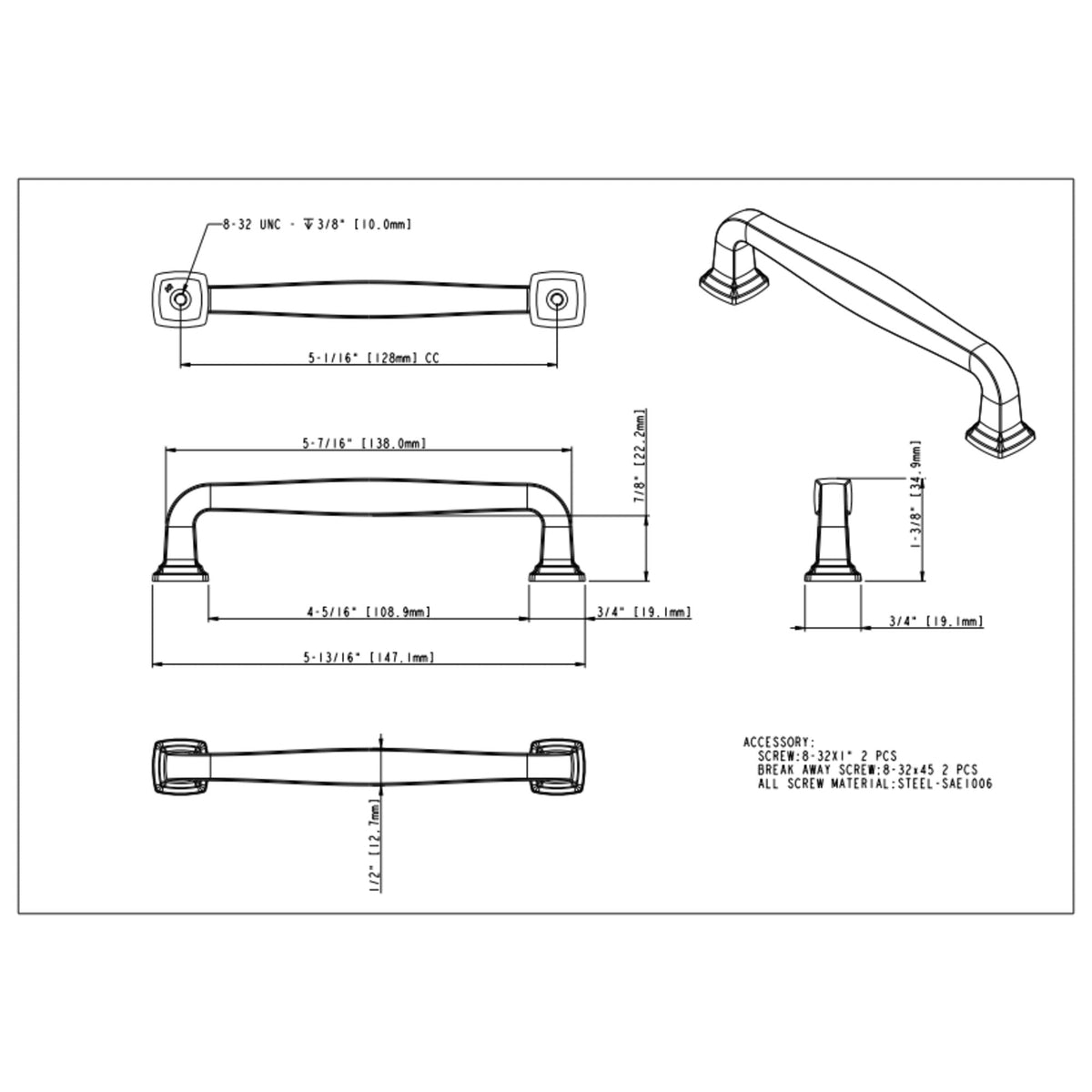 Fontana 128 mm Center-to-Center Bar Pull
