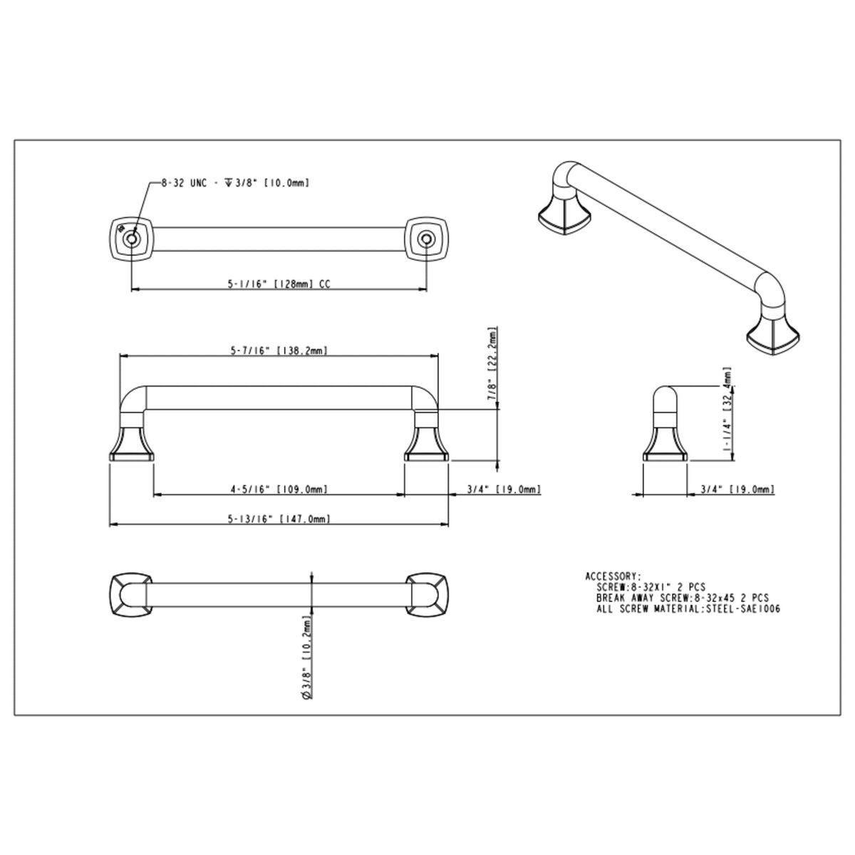 Griffin 128 mm Center-to-Center Bar Pull