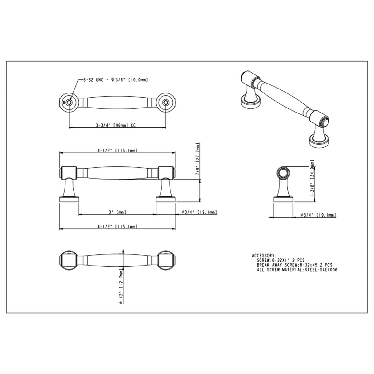 Jules 96 mm Center-to-Center Bar Pull