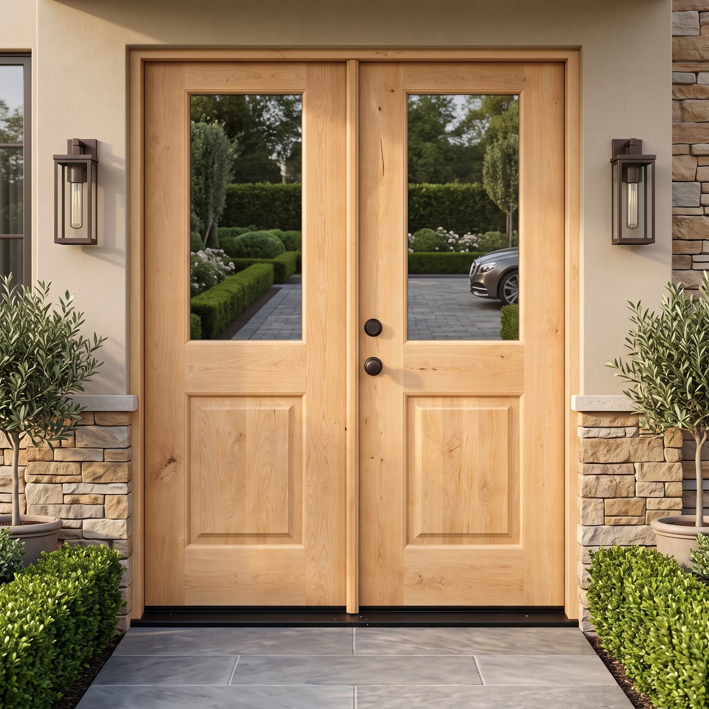 5/0x6/8 Knotty Alder 1/2 Lite Prehung Exterior Double Door