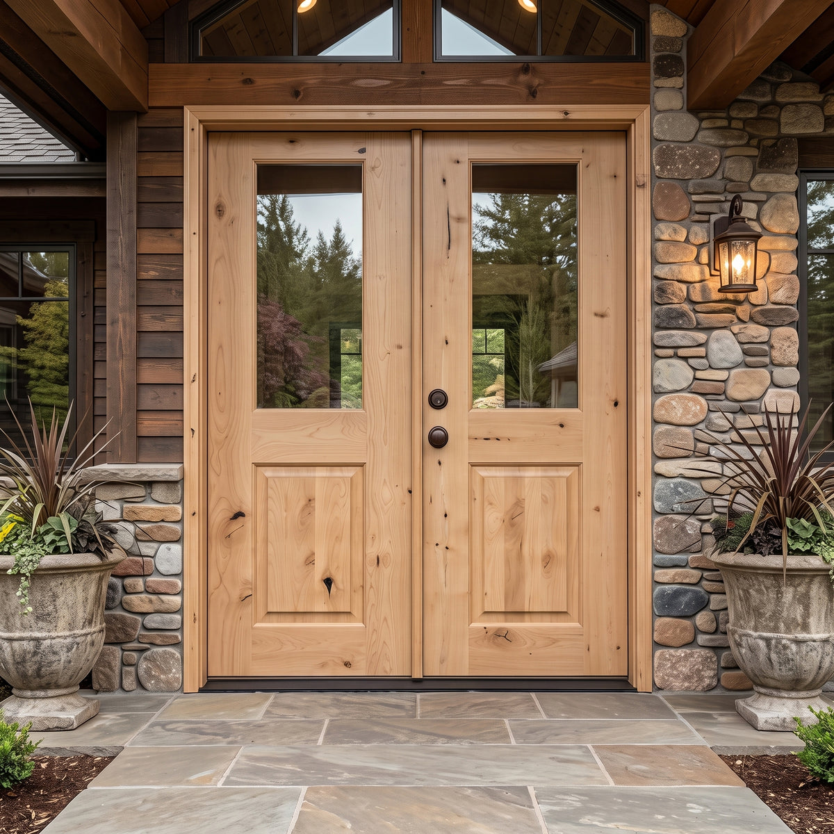 5/0x6/8 Knotty Alder 1/2 Lite Prehung Exterior Double Door