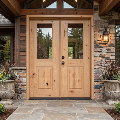 5/0x6/8 Knotty Alder 1/2 Lite Prehung Exterior Double Door