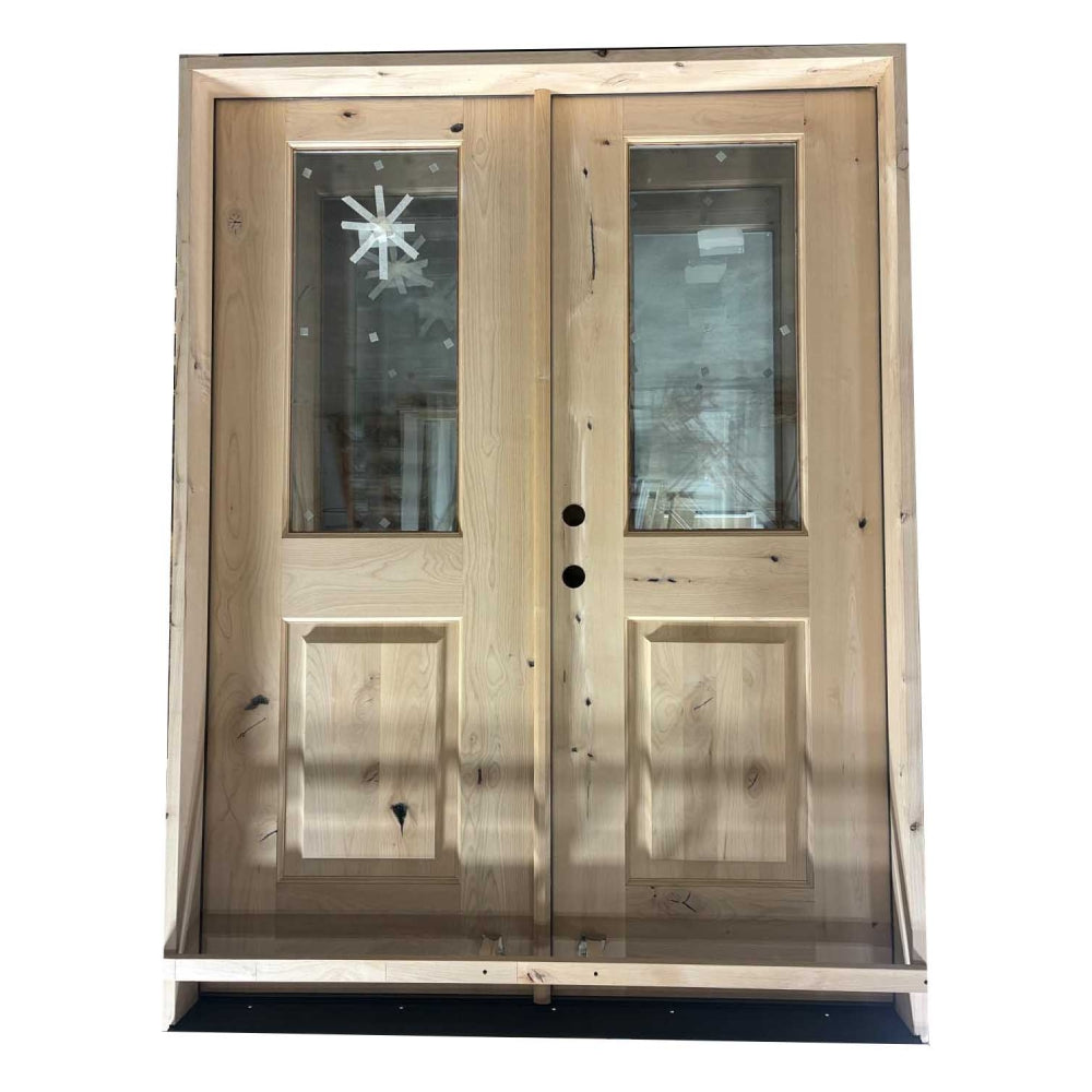 5/0x6/8 Knotty Alder 1/2 Lite Prehung Exterior Double Door