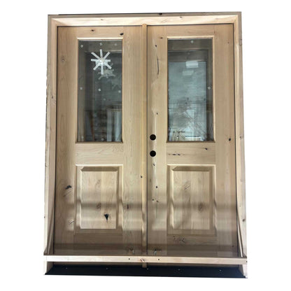 5/0x6/8 Knotty Alder 1/2 Lite Prehung Exterior Double Door