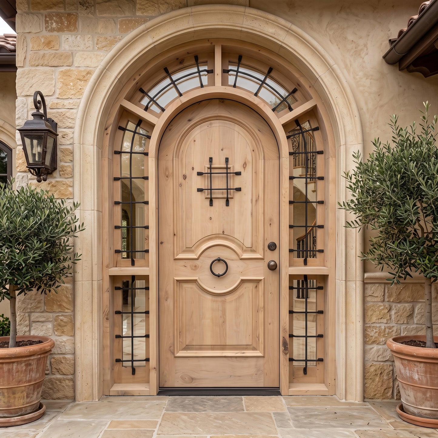 5/4 x 8/3 Speakeasy Arched Knotty Alder Front Door