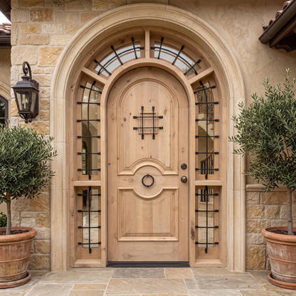 5/4 x 8/3 Speakeasy Arched Knotty Alder Front Door