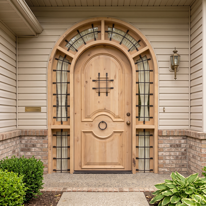 5/4 x 8/3 Speakeasy Arched Knotty Alder Front Door