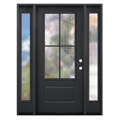 5/9x6/8 4 Lite Fiberglass Door with 2 Sidelites in Black