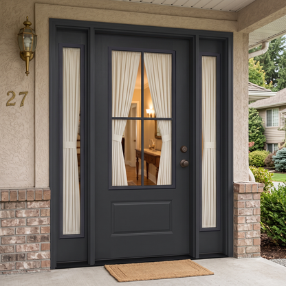 5/9x6/8 4 Lite Fiberglass Door with 2 Sidelites in Black