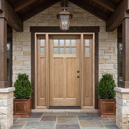 5/9x6/8 8 Lite Craftsman Mahogany Front Door With Sidelites