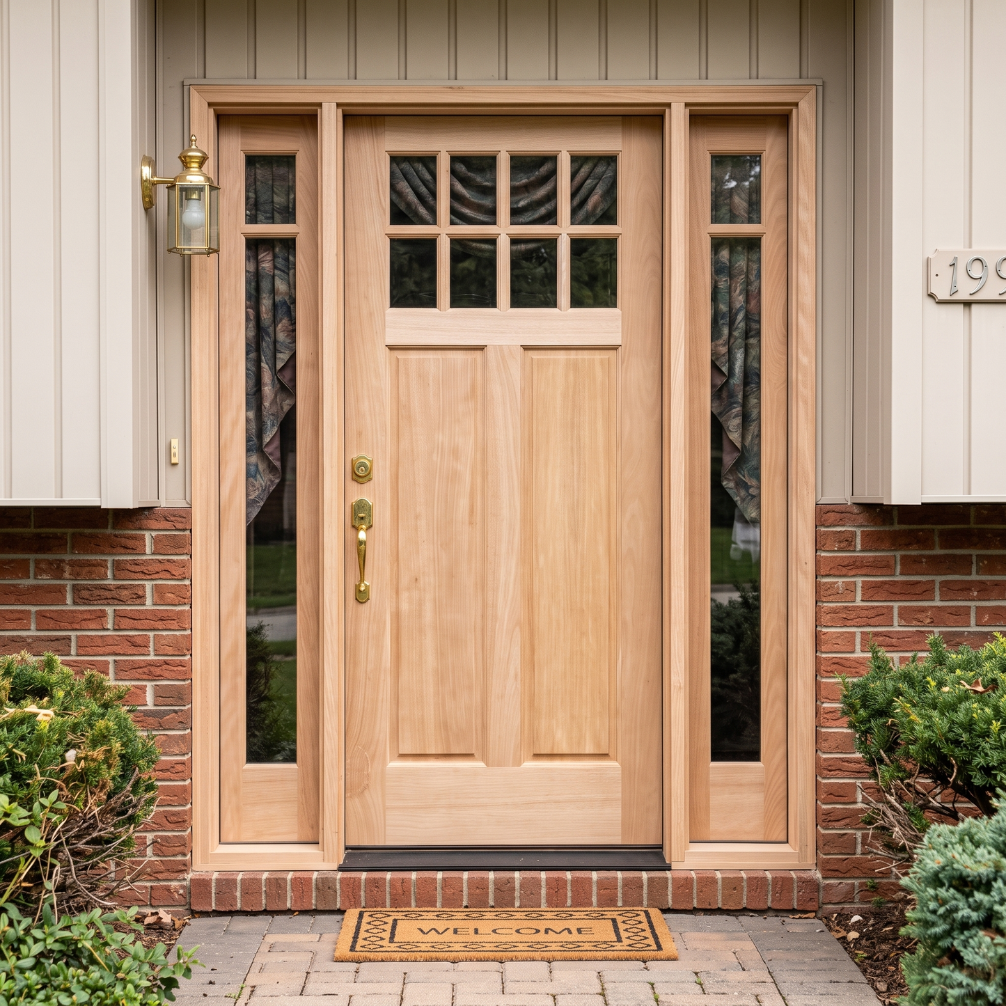 5/9x6/8 8 Lite Craftsman Mahogany Front Door With Sidelites