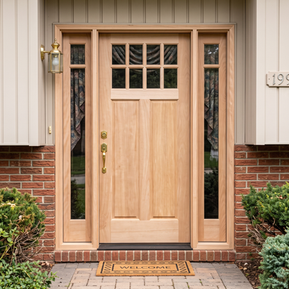 5/9x6/8 8 Lite Craftsman Mahogany Front Door With Sidelites