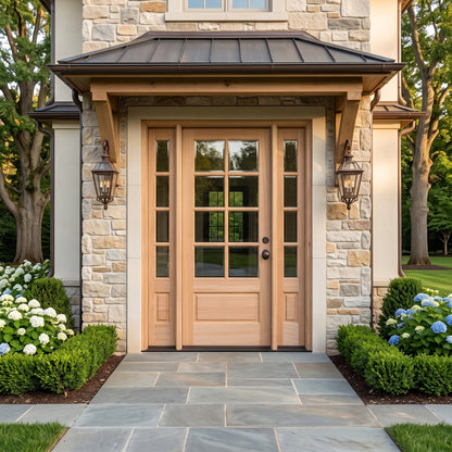 5/9 x 6/8 8 Lite Mahogany Front Door With Sidelites