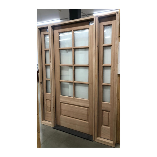 5/9 x 6/8 8 Lite Mahogany Front Door With Sidelites