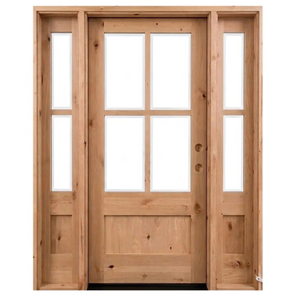 5/9x6/8 Knotty Alder 4 Lite Prehung Exterior Door with Sidelites
