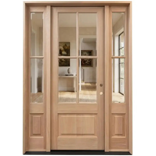 5/9x8/0 Mahogany 4 Lite Prehung Exterior Door with Sidelites