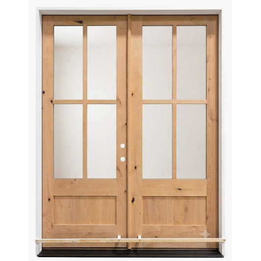 6/0X8/0 Knotty Alder 4 Lite Prehung French Door