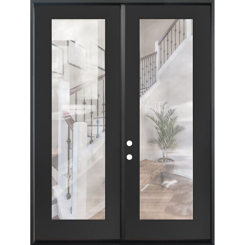 6/0x6/8 Double Prehung Fiberglass Door in Black