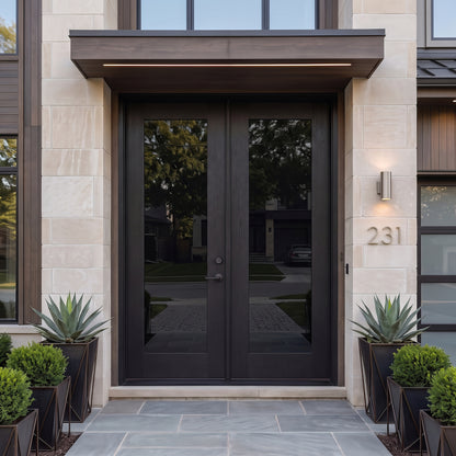6/0x8/0 Double Prehung Fiberglass Door in Black