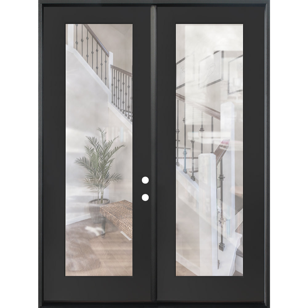 6/0x8/0 Double Prehung Fiberglass Door in Black