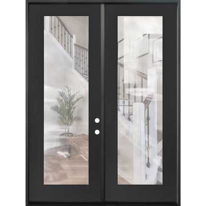 6/0x8/0 Double Prehung Fiberglass Door in Black