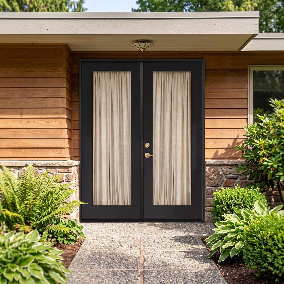 6/0x8/0 Double Prehung Fiberglass Door in Black