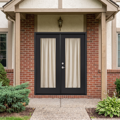 6/0x8/0 Double Prehung Fiberglass Door in Black
