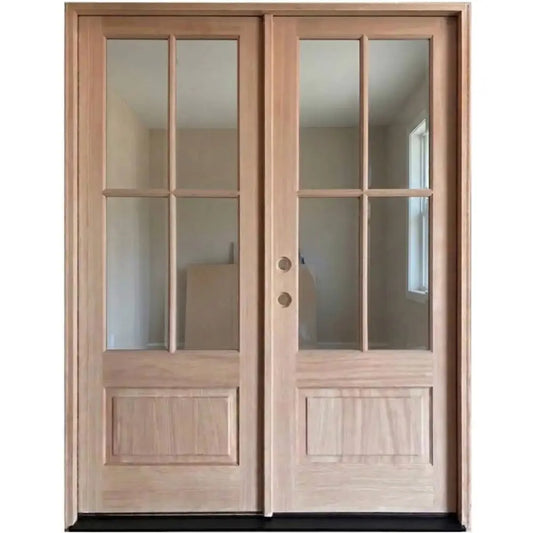 6/0x8/0 Exterior Mahogany Prehung Double Door | 4 Lite