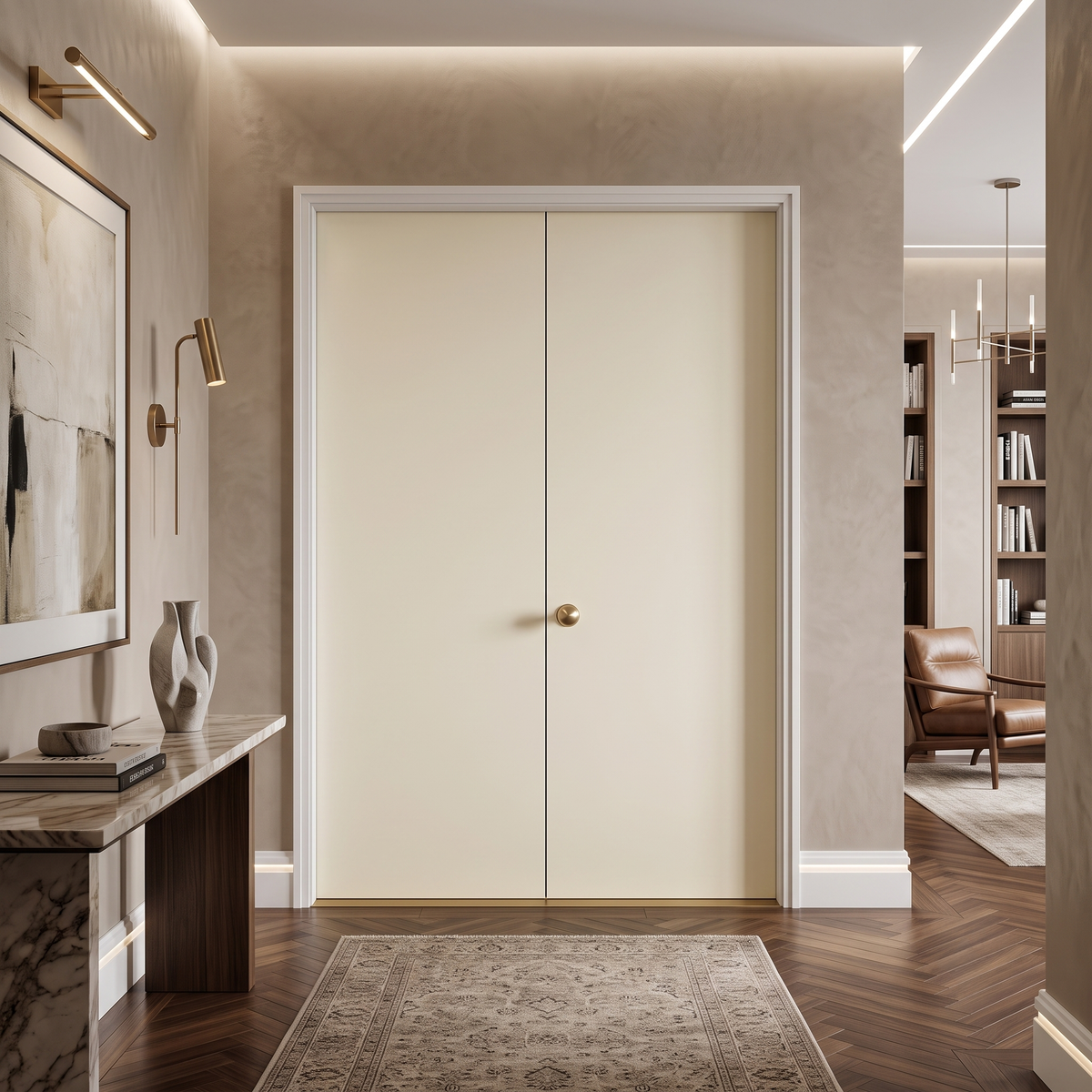 6 ft x 6 ft 8 in Flush Hollow Core Primed Prehung Interior French Door