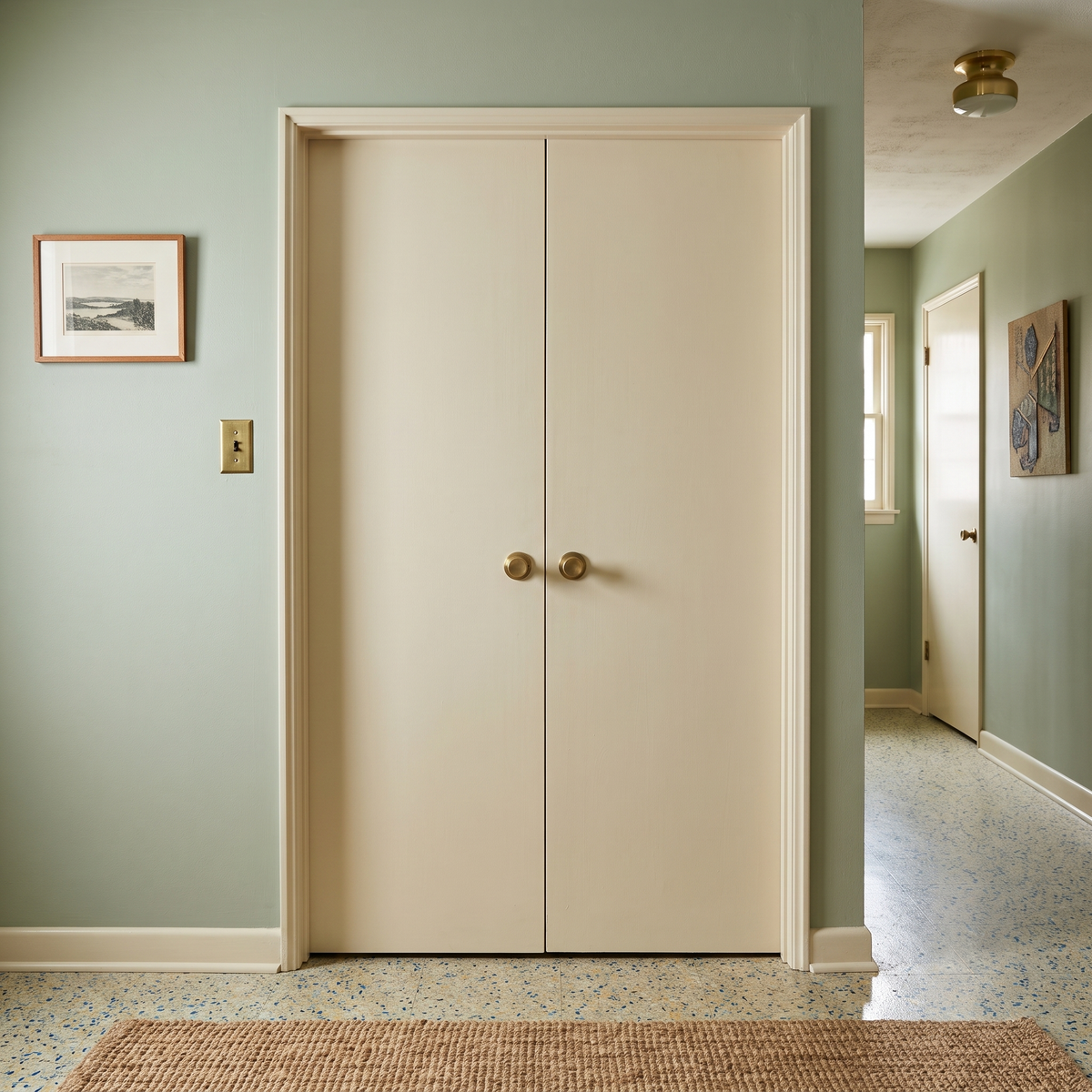 6 ft x 6 ft 8 in Flush Solid Core Primed Prehung Interior French Door