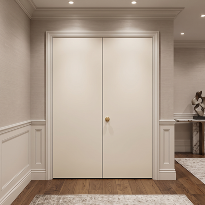 6 ft x 6 ft 8 in Flush Solid Core Primed Prehung Interior French Door