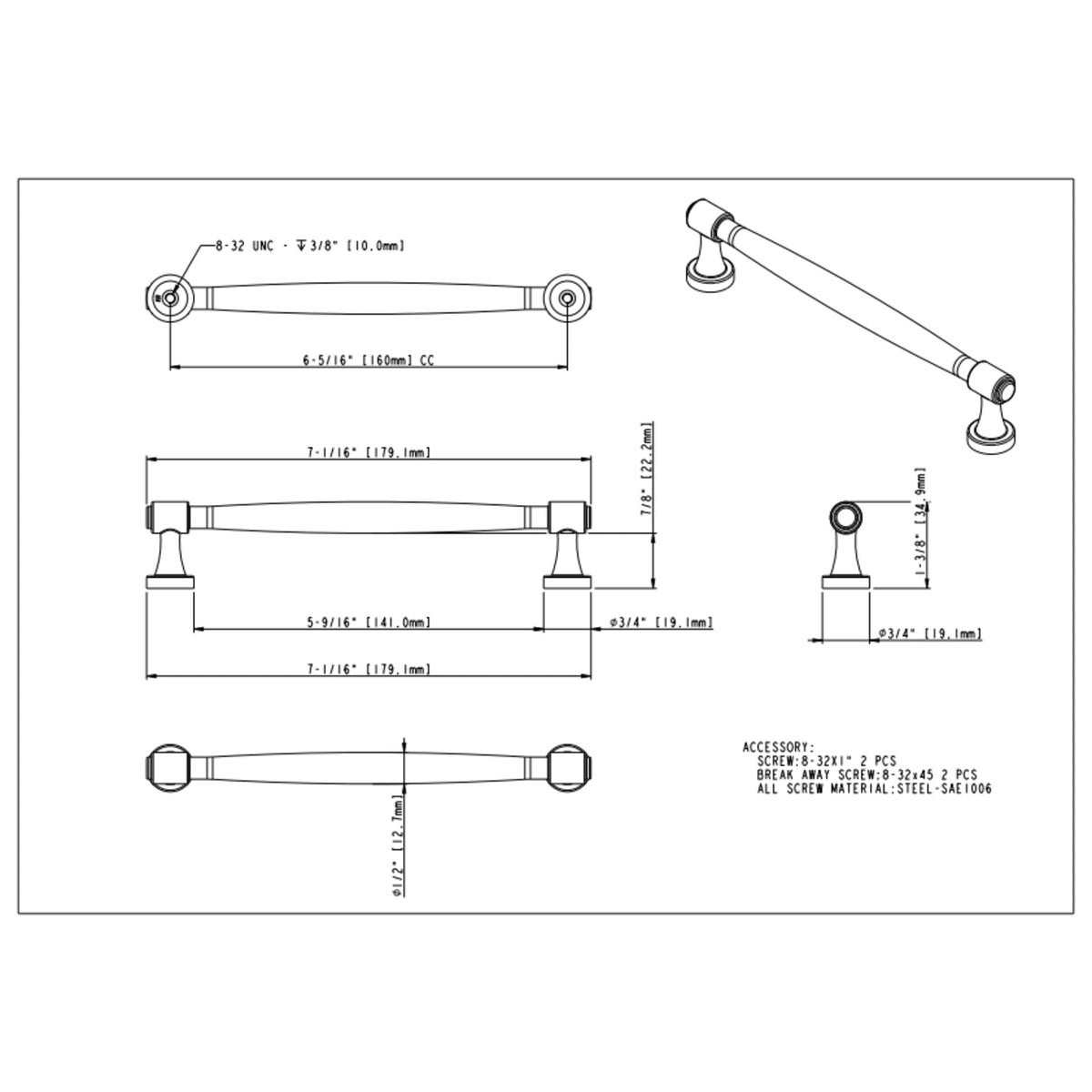 Jules 160 mm Center-to-Center Bar Pull