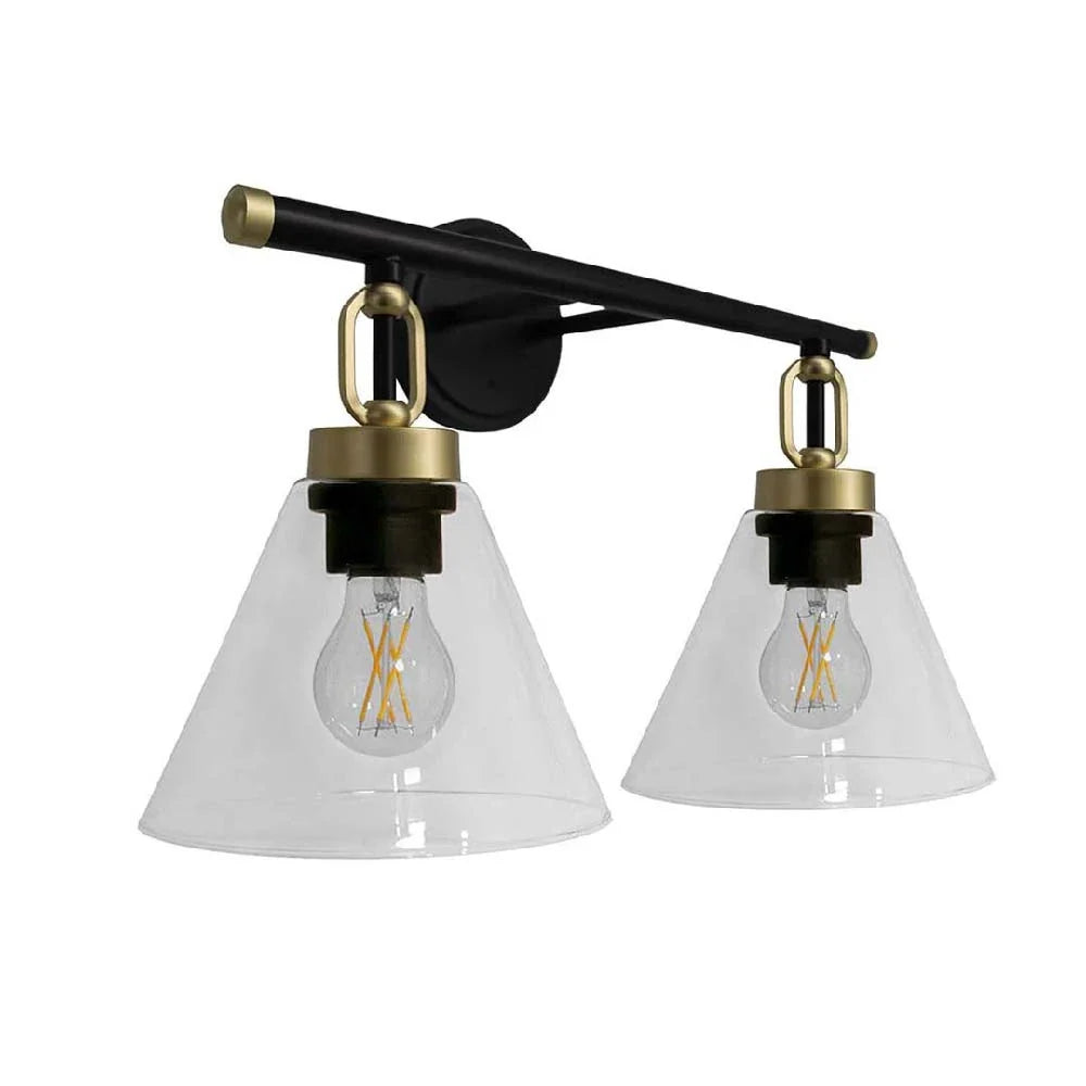 Vivio Siene 2-Light Vanity - Matte Black/Champagne Gold