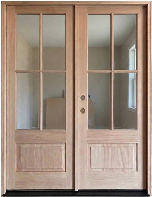 6/0x8/0 Exterior Mahogany Prehung Double Door | 4 Lite