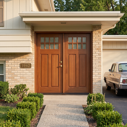 8 Lite Craftsman Single 6ft. x 6 ft. 8 in. Exterior Mahogany Prehung Double Door