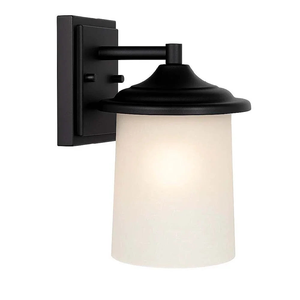 1-Light Frosted Cylinder Glass Coach Light - Matte Black