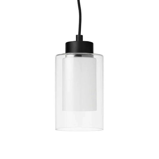 Clear / White Double Glass 1 Light Mini Pendant - MB