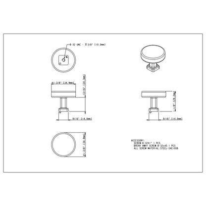 Ogden 1-3/8" Diameter Mushroom Knob