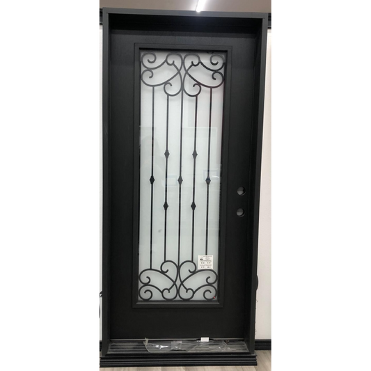 Blackburn 3/0x6/8 Single Prehung Fiberglass Door in Black