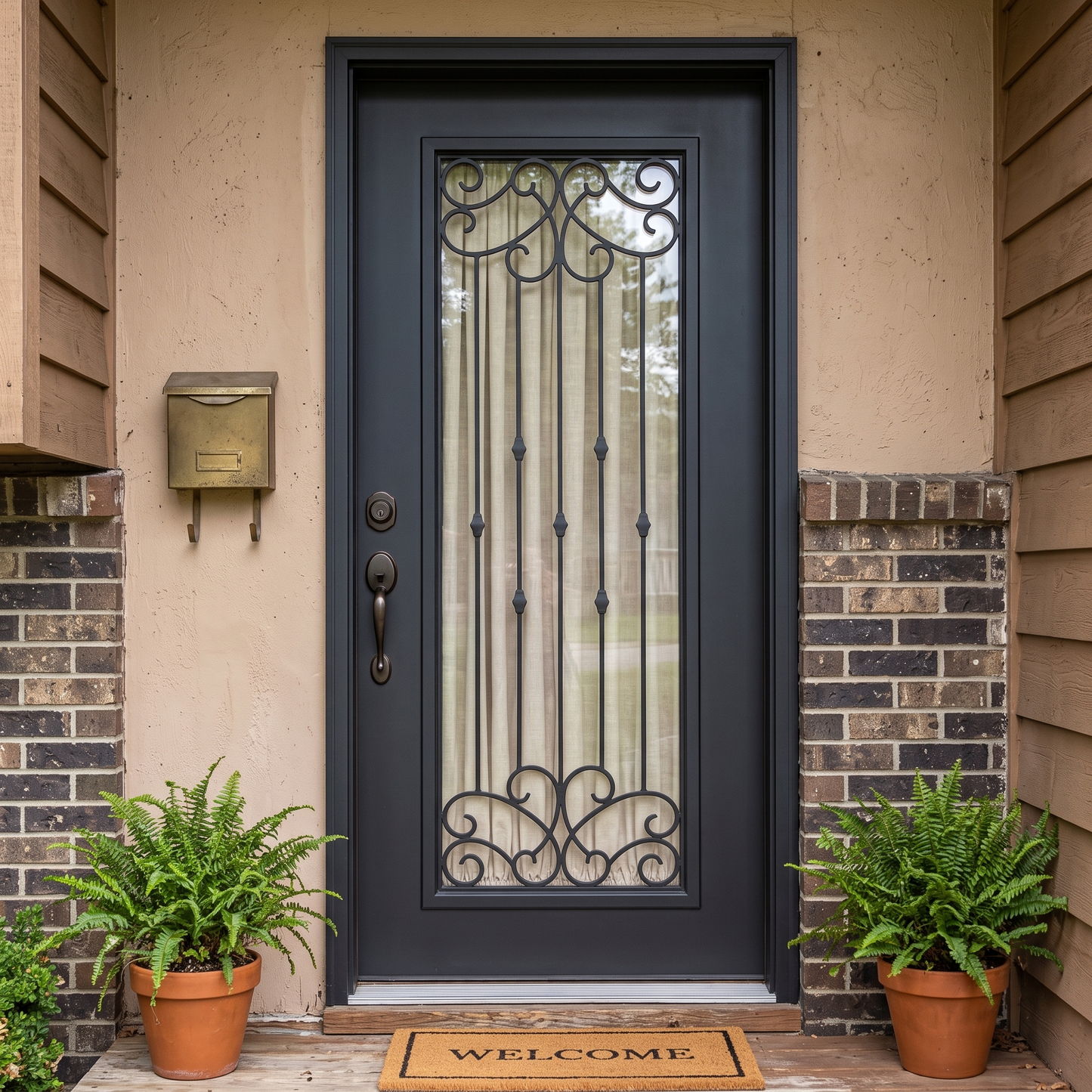 Blackburn 3/0x6/8 Single Prehung Fiberglass Door in Black