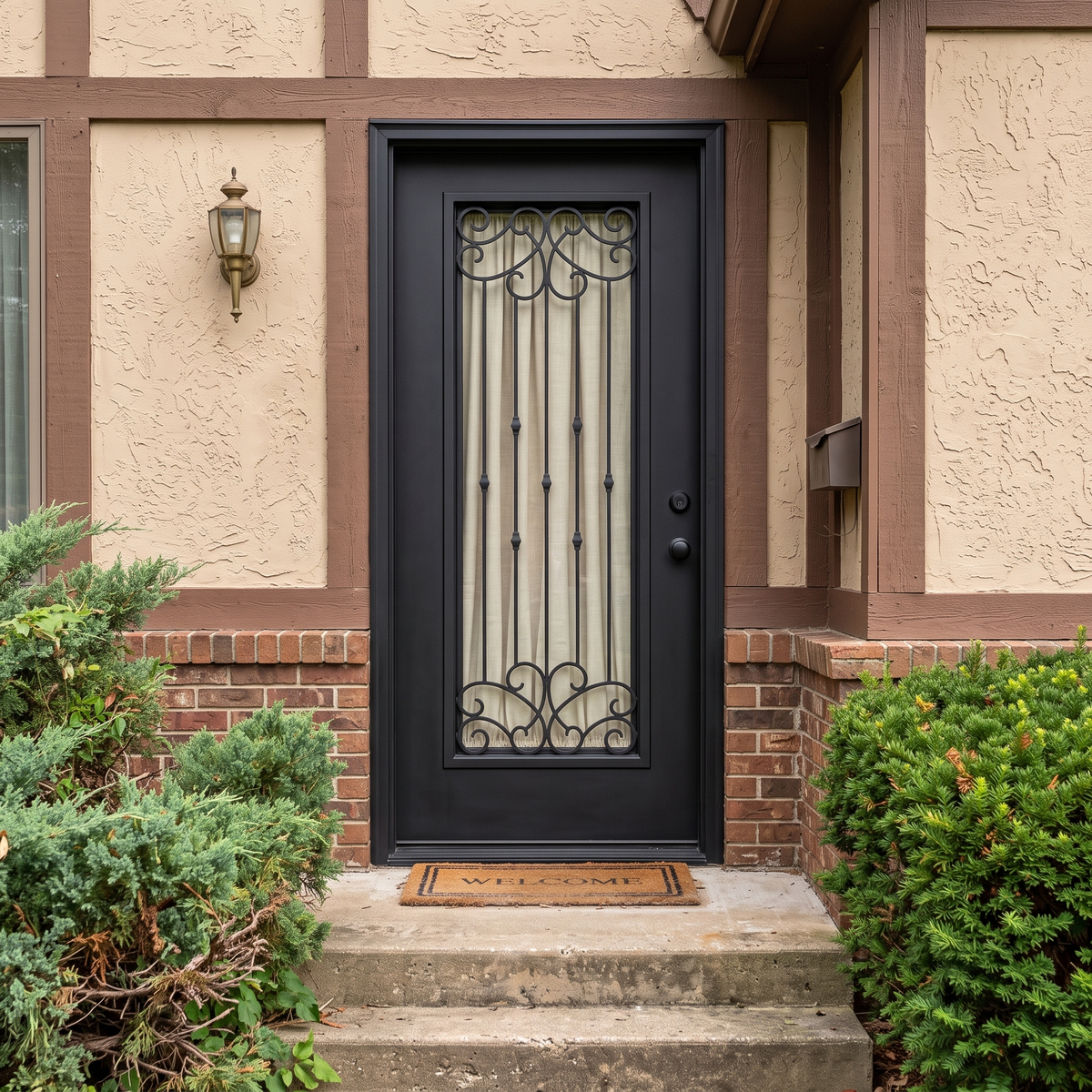 Blackburn 3/0x6/8 Single Prehung Fiberglass Door in Black