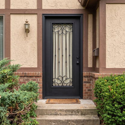 Blackburn 3/0x6/8 Single Prehung Fiberglass Door in Black