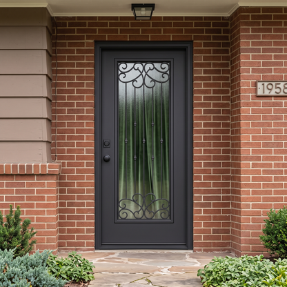 Blackburn 3/0x6/8 Single Prehung Fiberglass Door in Black
