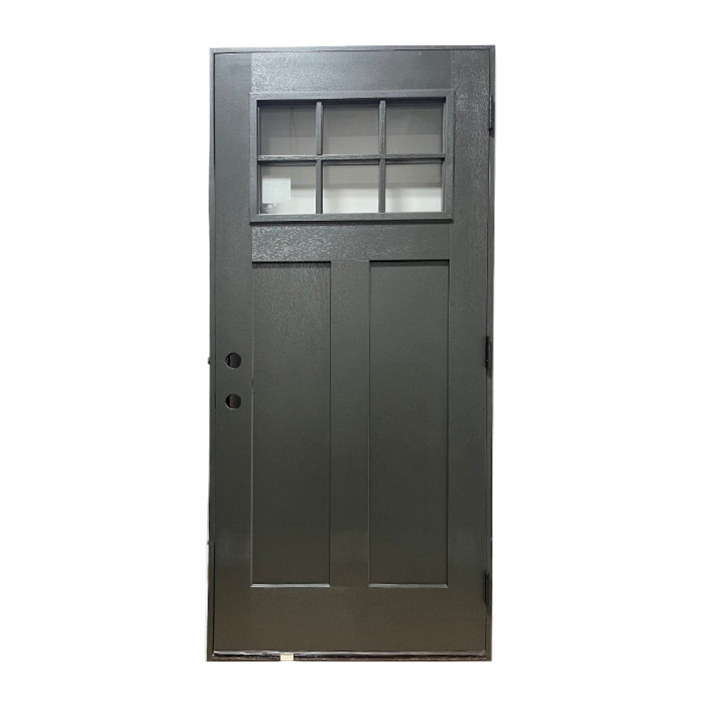 3/0x6/8 Fiberglass Door with 6 Lites and 2 panels in Black