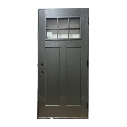 3/0x6/8 Fiberglass Door with 6 Lites and 2 panels in Black