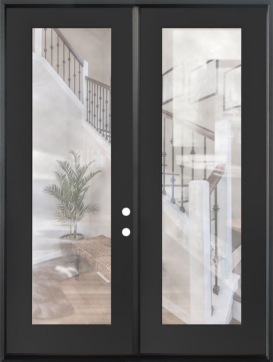 6/0x8/0 Double Prehung Fiberglass Door in Black