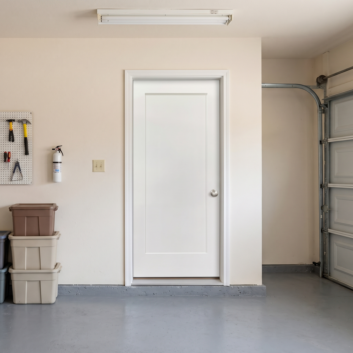 Garage to Home Fiberglass 1 Panel Shaker Fire Rated Door